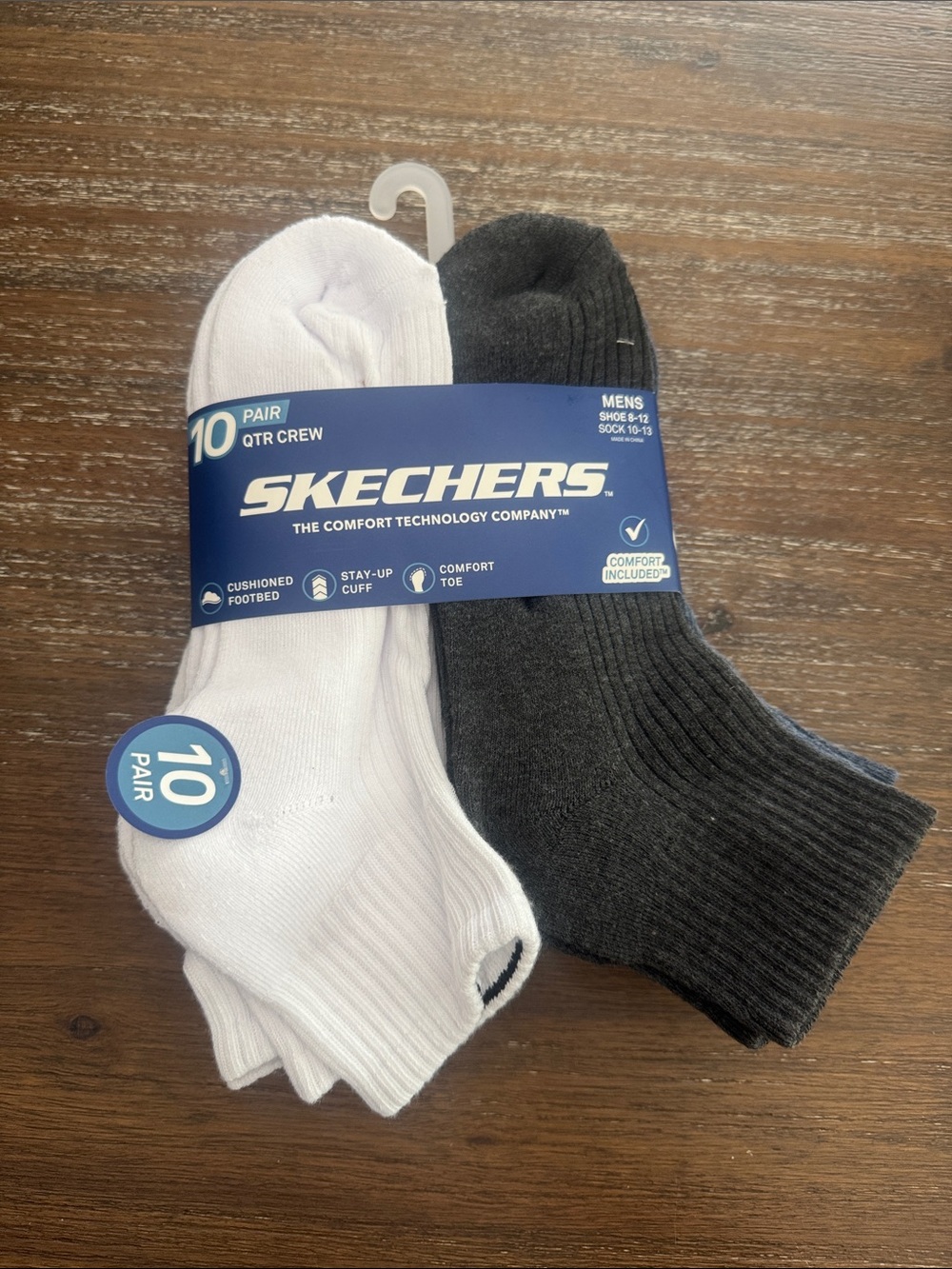 Skechers Men’s 10-Pack Quarter Crew Socks - Multicolor